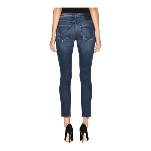 AMO Stix Crop Frayed Hem Mid-rise Skinny Jeans in Sweetheart Wash Women's 27 - Picture 5 of 10